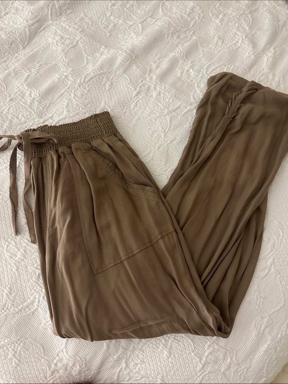 Ci Sono Brown Wide-Leg Drawstring Pants